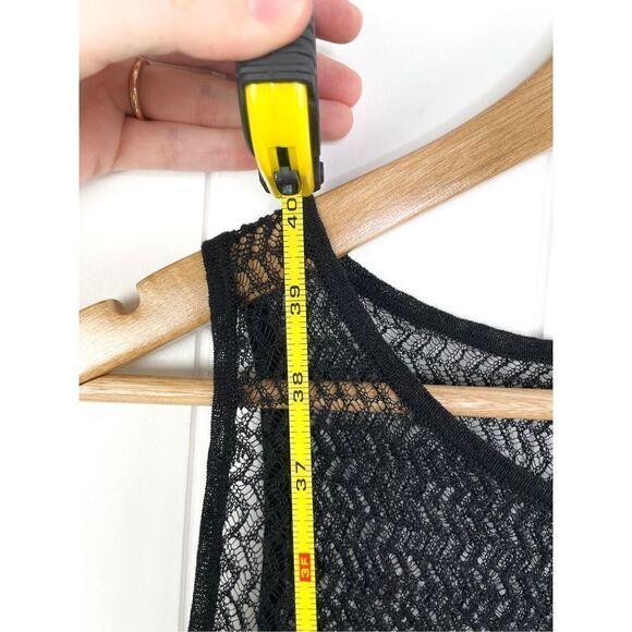 NWT $318 Eileen Fisher Sheer Hemp Herringbone Lace Open Knit Tank Dress Black - Picture 14 of 14